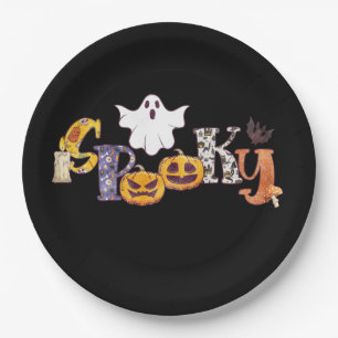 Spooky Pumpkin paddenstoel Ghost Bat Halloween Papieren Bordje