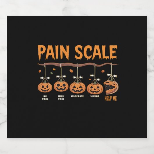 Spooky Pumpkin Pain Scale Trauma Nurse Triage Hall Sparkling Wijnetiket (Enkel label)