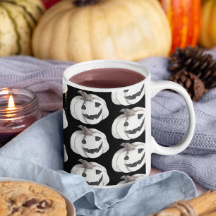 Spooky Pumpkin Pattern   Happy Halloween Tweekleurige Koffiemok