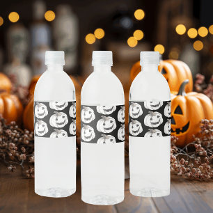 Spooky Pumpkin Pattern Happy Halloween Waterfles Etiket