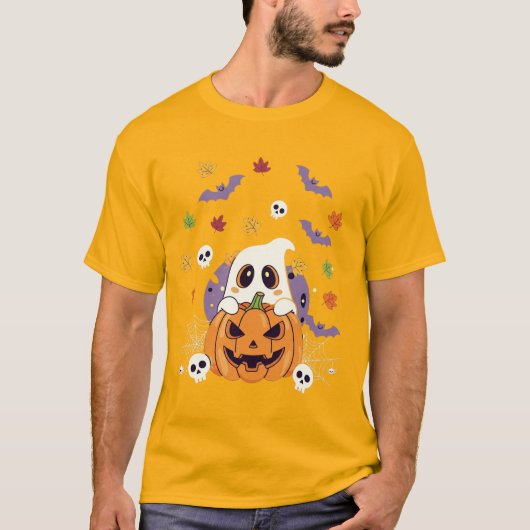Spooky Pumpkin & Spider Autumn Design - Halloween T-shirt (Voorkant)