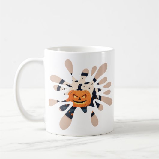 Spooky Pumpkin Splash Halloween Mug (Gauche)