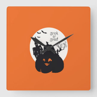 Spooky Pumpkin Trick or treat Vierkante Klok