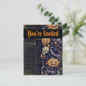 Spooky Pumpkins Halloween Feestuitnodiging Kaart (Staand voorkant)