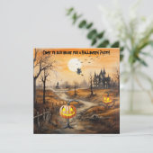 Spooky Pumpkins Halloween Party Kaart (Staand voorkant)
