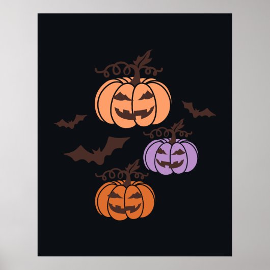 Spooky Pumpkins Trio Halloween Jack-o'Lantern Poster (Voorkant)