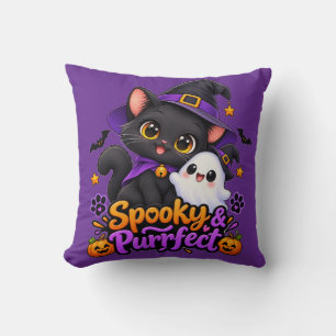 Spooky & Purrfect – Coussin de chat d'Halloween