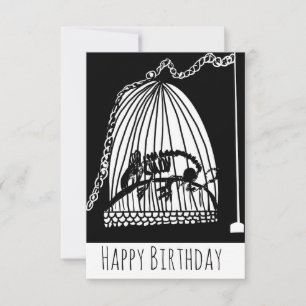 Spooky Rat Cage Trap Black White Birthday Kaart