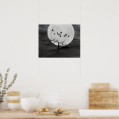 Spooky Ravens Vliegen tegen de Volle Maan Poster (Keuken)