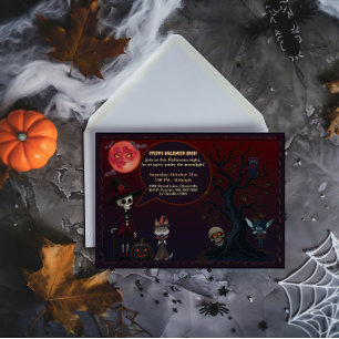Spooky Red Moonlit Night Halloween Uitnodiging