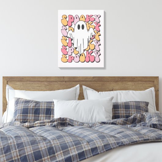 Spooky Retro Ghost Canvas Afdruk (Insitu (Slaapkamer))