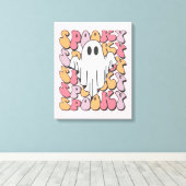 Spooky Retro Ghost Canvas Afdruk (Insitu (Houten vloer))