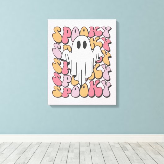 Spooky Retro Ghost Canvas Afdruk (Insitu (Houten vloer))