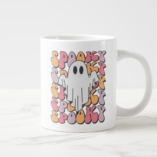 Spooky Retro Ghost Extra Grote Beker (Rechts)