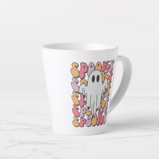 Spooky Retro Ghost Latte Mok (Rechterhoek)