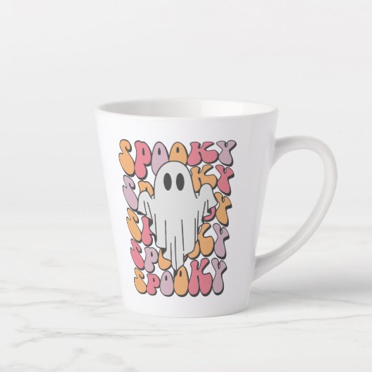 Spooky Retro Ghost Latte Mok (Rechts)