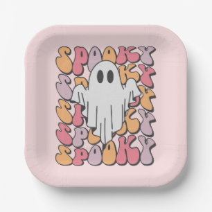 Spooky Retro Ghost Papieren Bordje