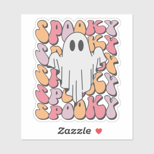 Spooky Retro Ghost Sticker (Vel)