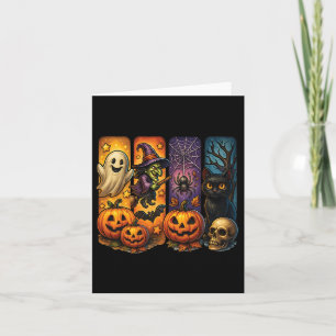 Spooky Retro Ghost Witch Funny Halloween Boys Kind Kaart