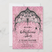 Spooky Roze en Zwarte Spin Web Uitnodiging (Voorkant)
