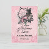 Spooky Roze en Zwarte Spin Web Uitnodiging (Staand voorkant)