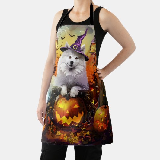 Spooky Samoyed hond Halloween heks en pompoen Schort (Insitu)
