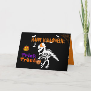 Spooky Saurus T-Rex blij Halloween Kaart