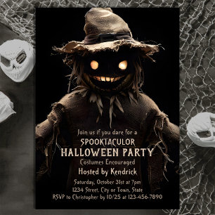Spooky Scarecrow Halloween Kostuum Party Kaart