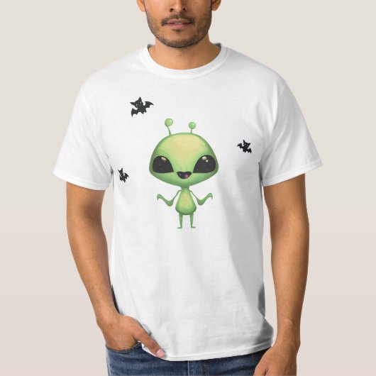Spooky-Schattige Alien Halloween T-shirt (Voorkant)