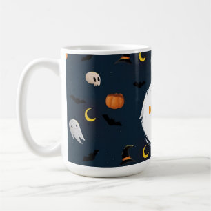 Spooky Schattige Donkerblauw Happy Halloween Ghost Koffiemok