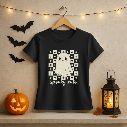 Spooky Schattige Ghost Checkerboard T-shirt