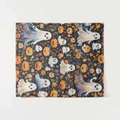 Spooky Schattige Ghost Halloween Wandkleed (Voorkant (horizontaal))