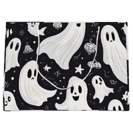 Spooky Schattige Ghost Halloween Zwart Wit Groot Cadeauzakje