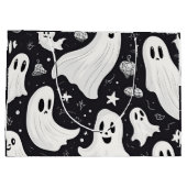 Spooky Schattige Ghost Halloween Zwart Wit Groot Cadeauzakje (Achterkant)