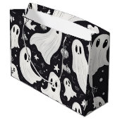 Spooky Schattige Ghost Halloween Zwart Wit Groot Cadeauzakje (Achterkant Gekanteld)
