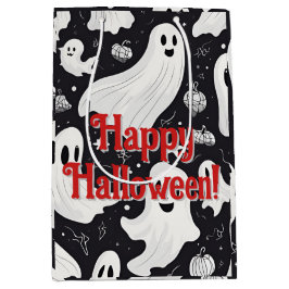 Spooky Schattige Ghost Halloween Zwart Wit Medium Cadeauzakje