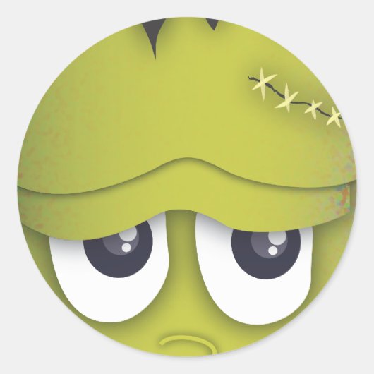 Spooky Schattige Groen Monster Hoofd Halloween Sti Ronde Sticker (Voorkant)