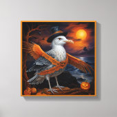 Spooky schattige Halloween meeuw in Vermomming Canvas Afdruk (Voorkant)