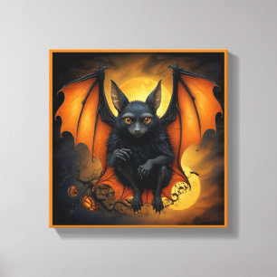 Spooky schattige Halloween vleermuis in vermomming Canvas Afdruk