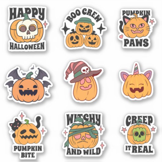Spooky Schattige pompoen Halloween Stickers (Voorkant)