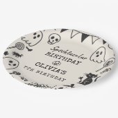 Spooky Schattige Skeleton & Ghost Kids Verjaardag Papieren Bordje (Gekanteld)