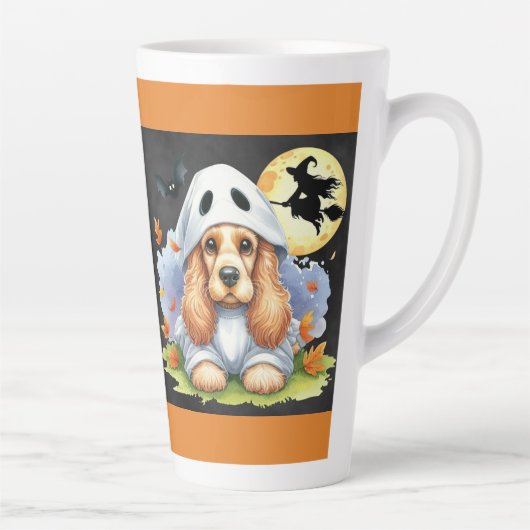 Spooky Schattigee Cocker Spaniel Ghost Dog Hallowe Latte Mok (Rechts)