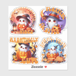 Spooky Schattigee Geesten en Volle Maan Sticker Bl