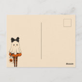 Spooky Schattigee Ghost Burnt Oranje grillige Hall Briefkaart (Achterkant)