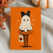 Spooky Schattigee Ghost Burnt Oranje grillige Hall Briefkaart