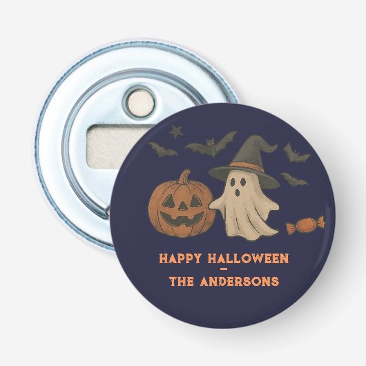 Spooky Schattigee Halloween - Ghosts, Bats & Snoep Button Flesopener (Voorkant)