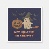 Spooky Schattigee Halloween - Ghosts, Bats & Snoep Servet (Voorkant)