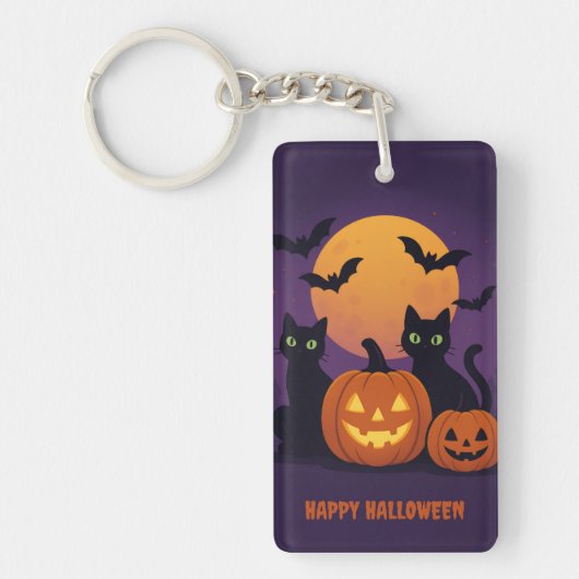 Spooky Schattigee Halloween Sleutelhanger – Black  (Voorkant)