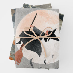 Spooky Schattigee heksen Waterverf Halloween Inpakpapier Vel