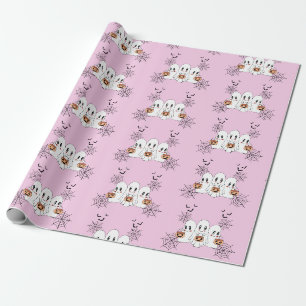 Spooky Schattigee Kawaii Cartoon Ghost Halloween P Cadeaupapier